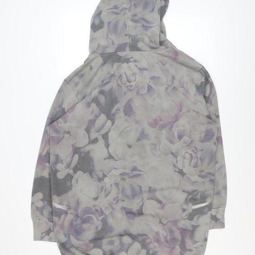 A Postcard from Brighton Womens Grey Floral Hooded Basic Jacket Size S