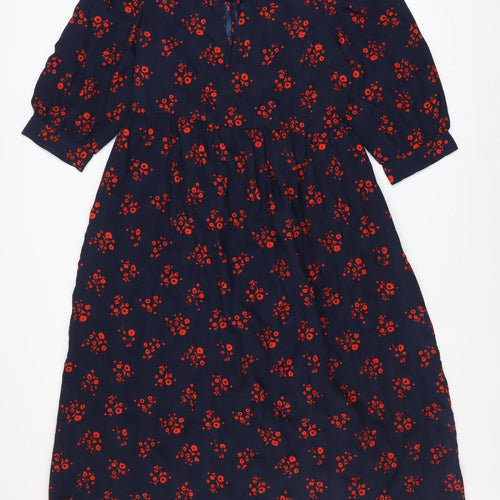 Marks and Spencer Women Blue Floral A-Line Midi Dress Size 8