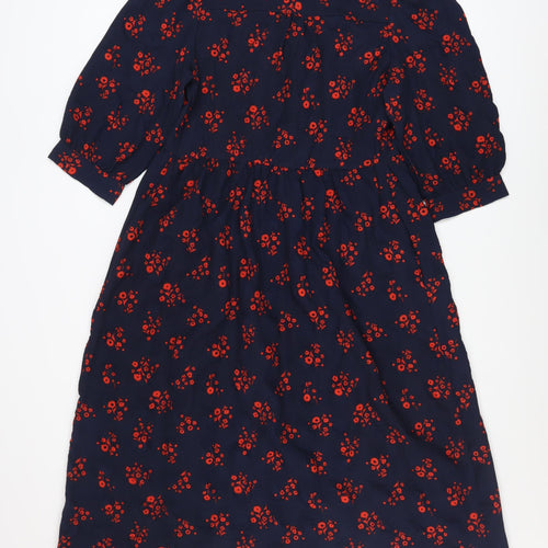 Marks and Spencer Women Blue Floral A-Line Midi Dress Size 8