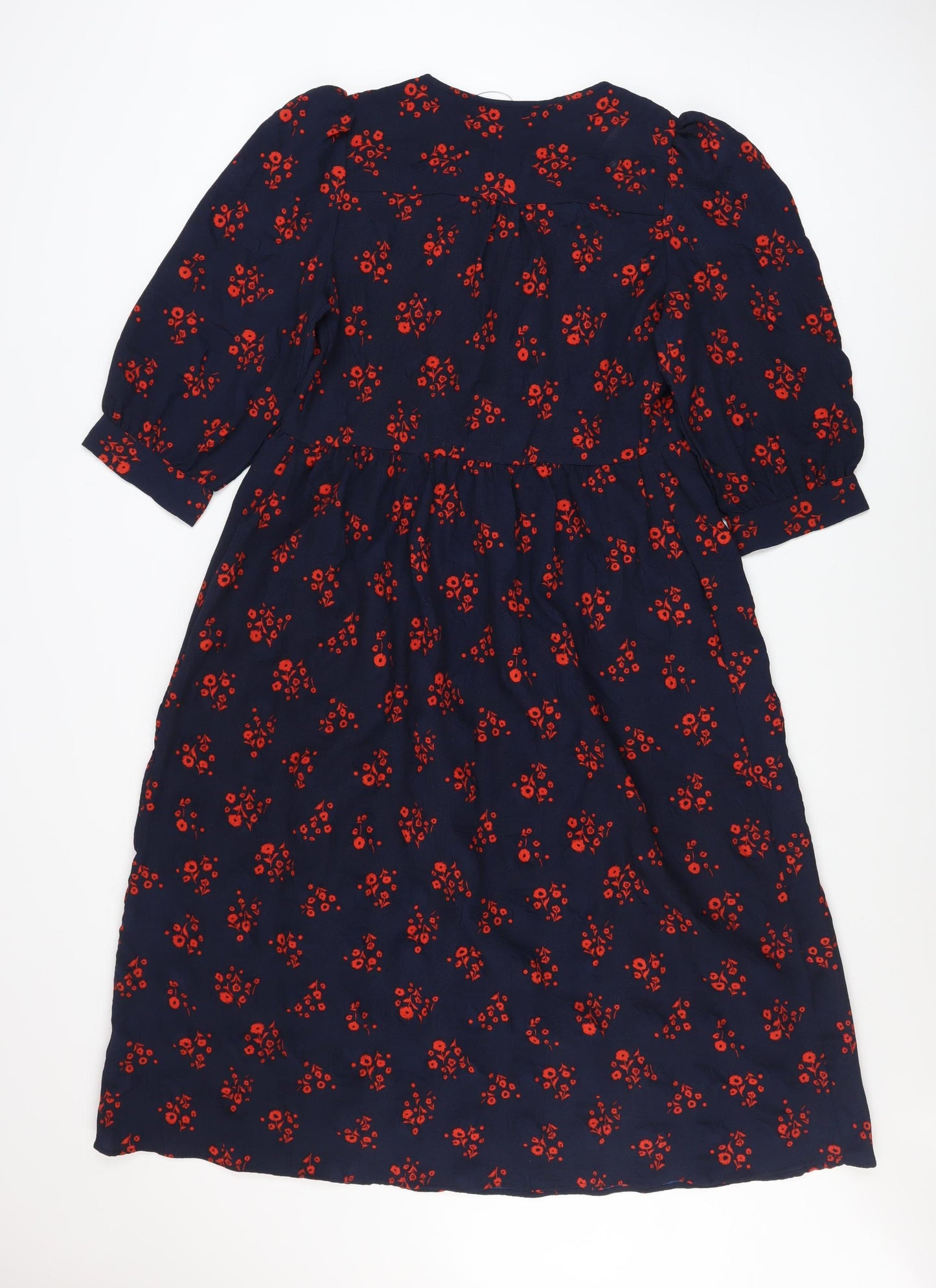 Marks and Spencer Women Blue Floral A-Line Midi Dress Size 8