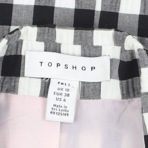 Topshop Women’s Black Check Blazer UK 10 Tall Lined Single-Breasted Jacket