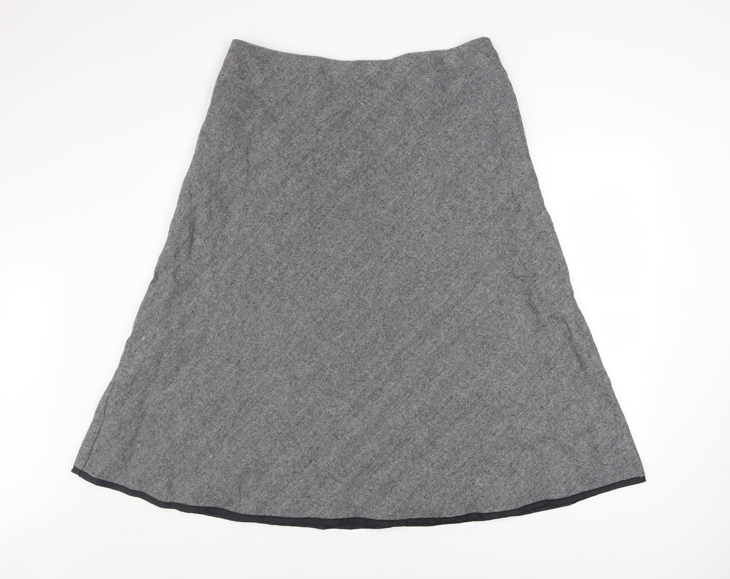 Marks and Spencer Women Grey Wool Blend A-Line Tweed Skirt UK 16