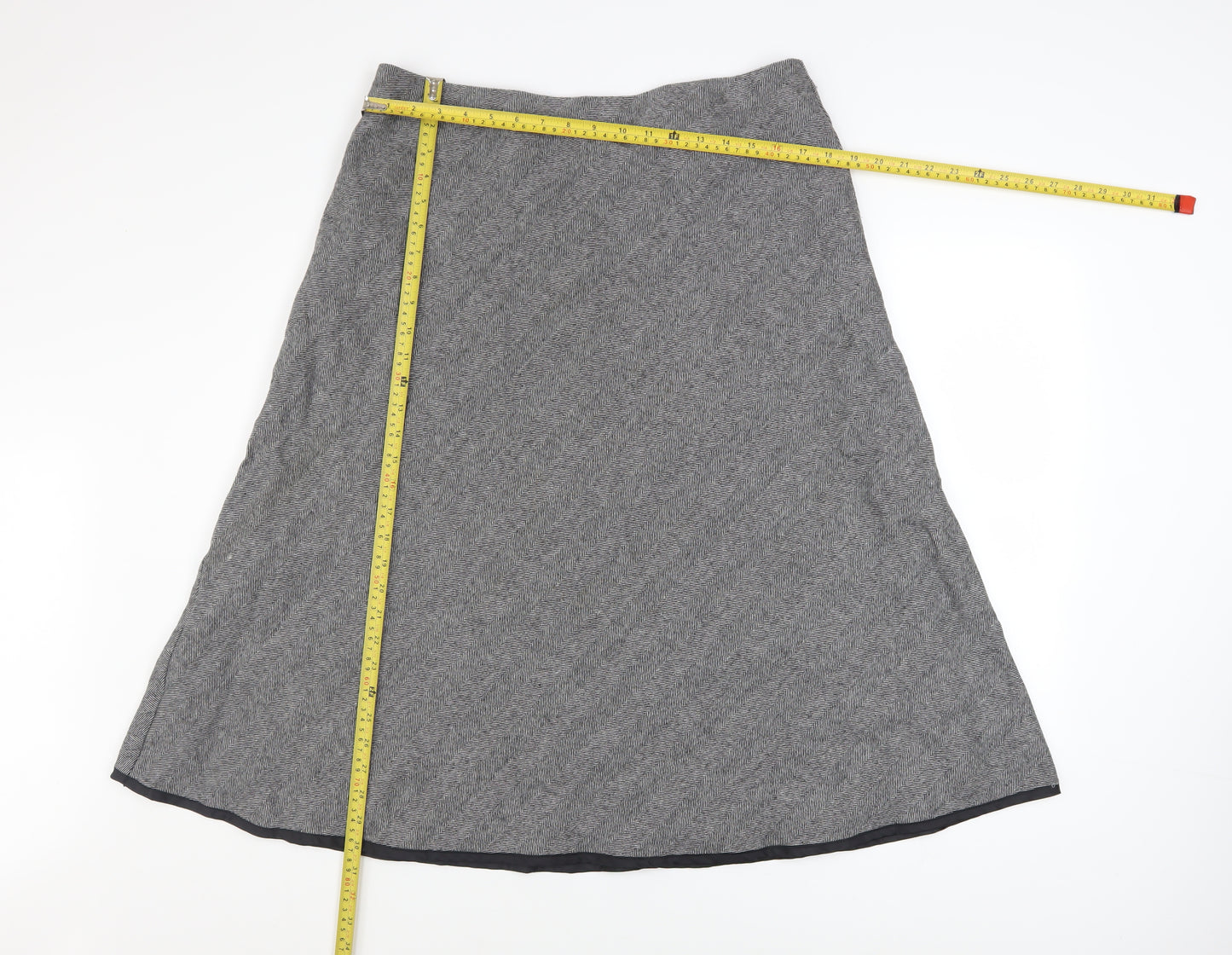Marks and Spencer Women Grey Wool Blend A-Line Tweed Skirt UK 16