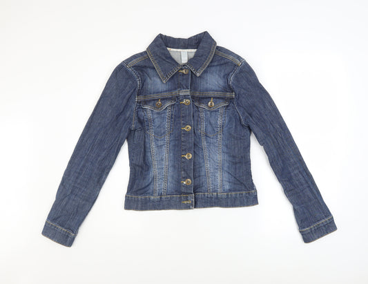Wallis Women Blue Denim Basic Jacket Size 12 Casual Style