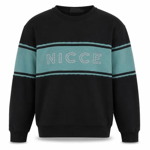 Nicce Men's Black & Teal Crew Neck Sweatshirt Size L Cotton Blend