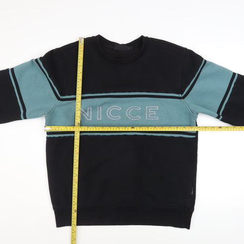 Nicce Men's Black & Teal Crew Neck Sweatshirt Size L Cotton Blend