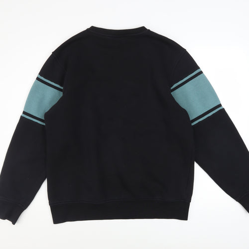 Nicce Men's Black & Teal Crew Neck Sweatshirt Size L Cotton Blend