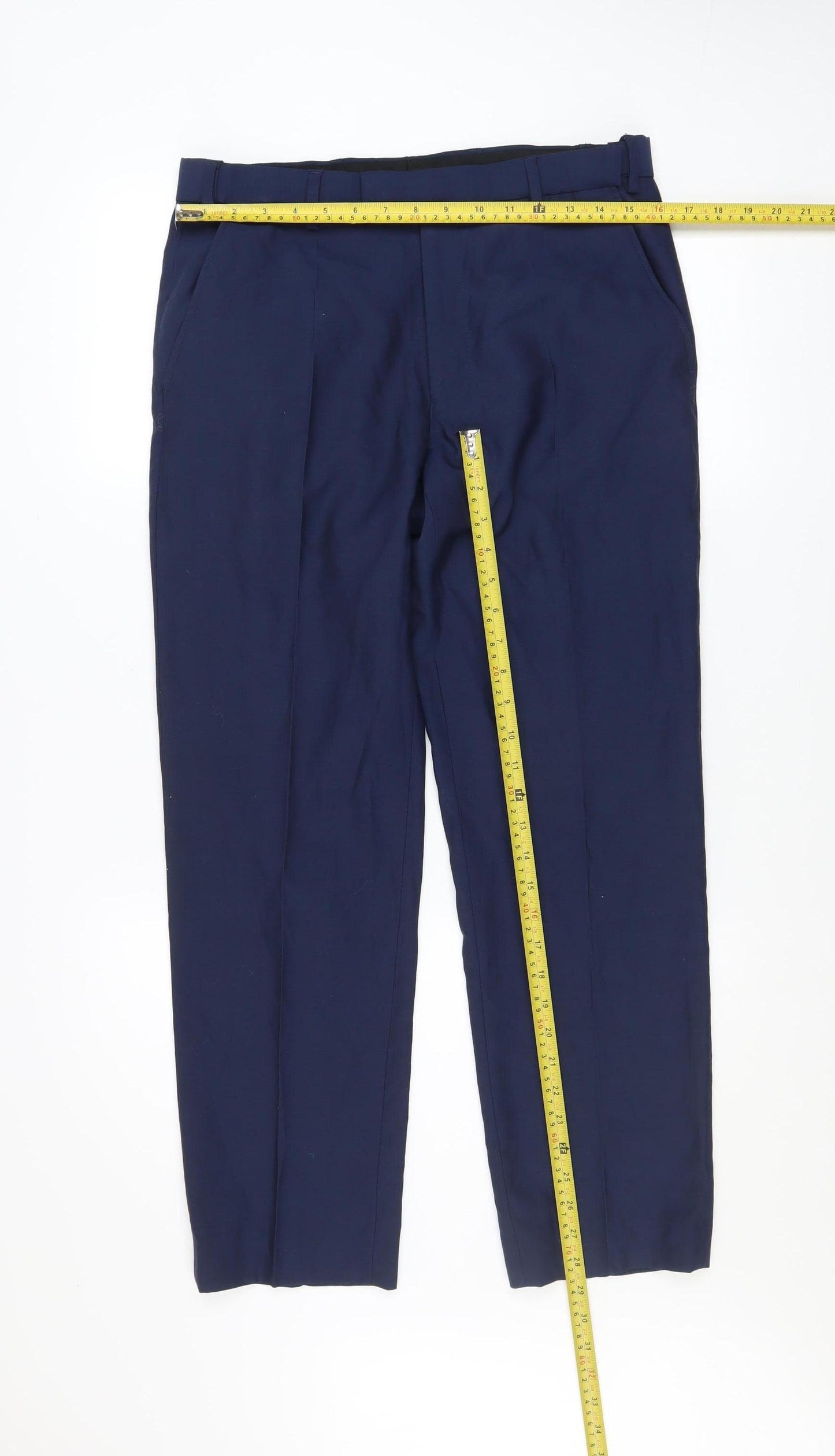 Marks and Spencer Men's Blue Wool Blend Dress Trousers 32W 29L