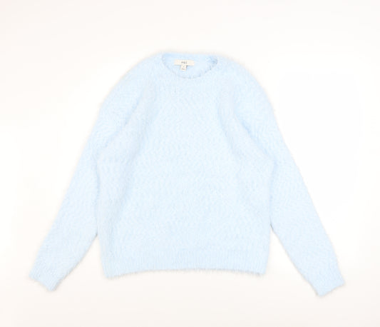 Marks and Spencer Women's Blue Chunky-Knit Pullover Jumper Size M