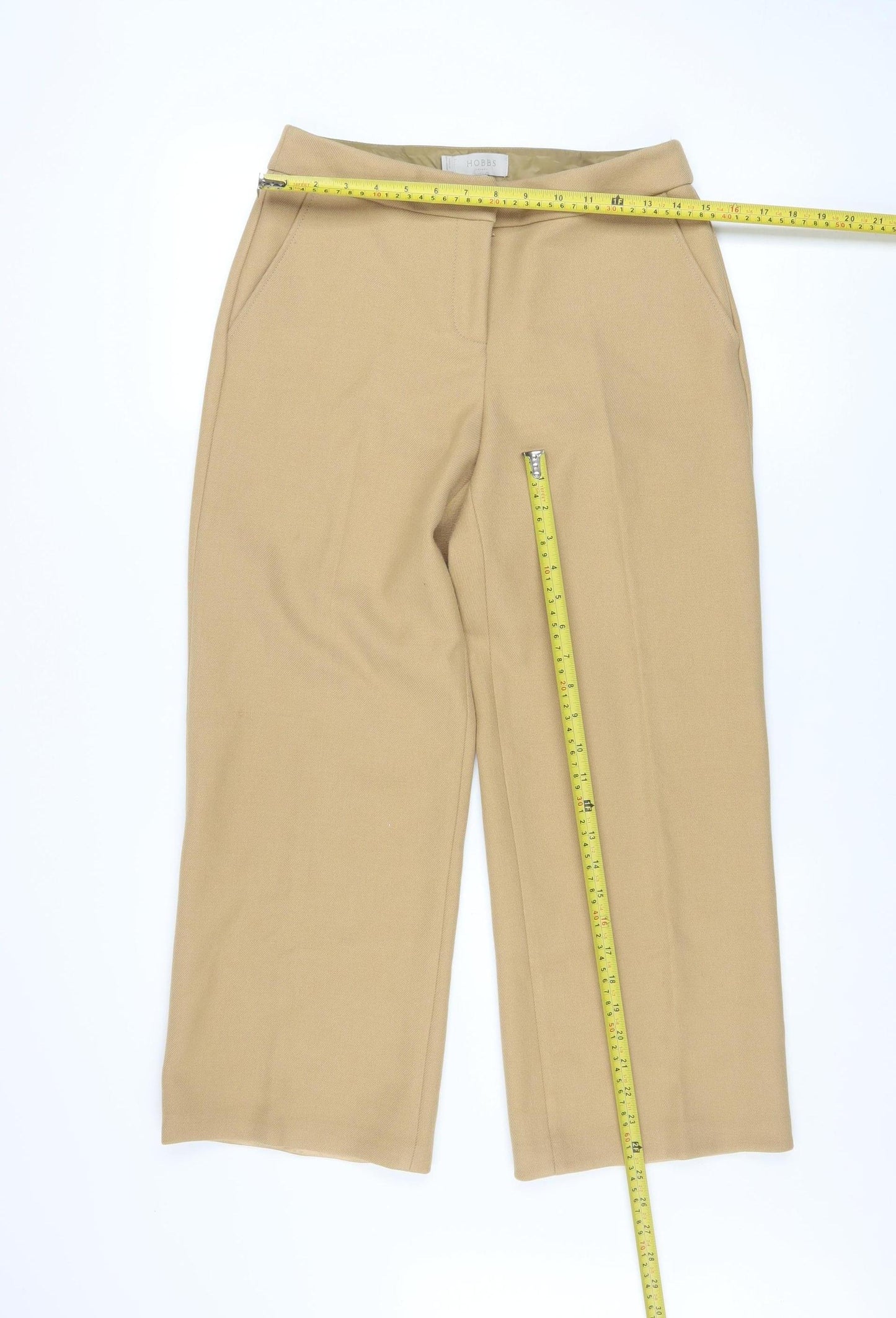 Hobbs Women’s Beige Wide-Leg Tailored Trousers Size 8
