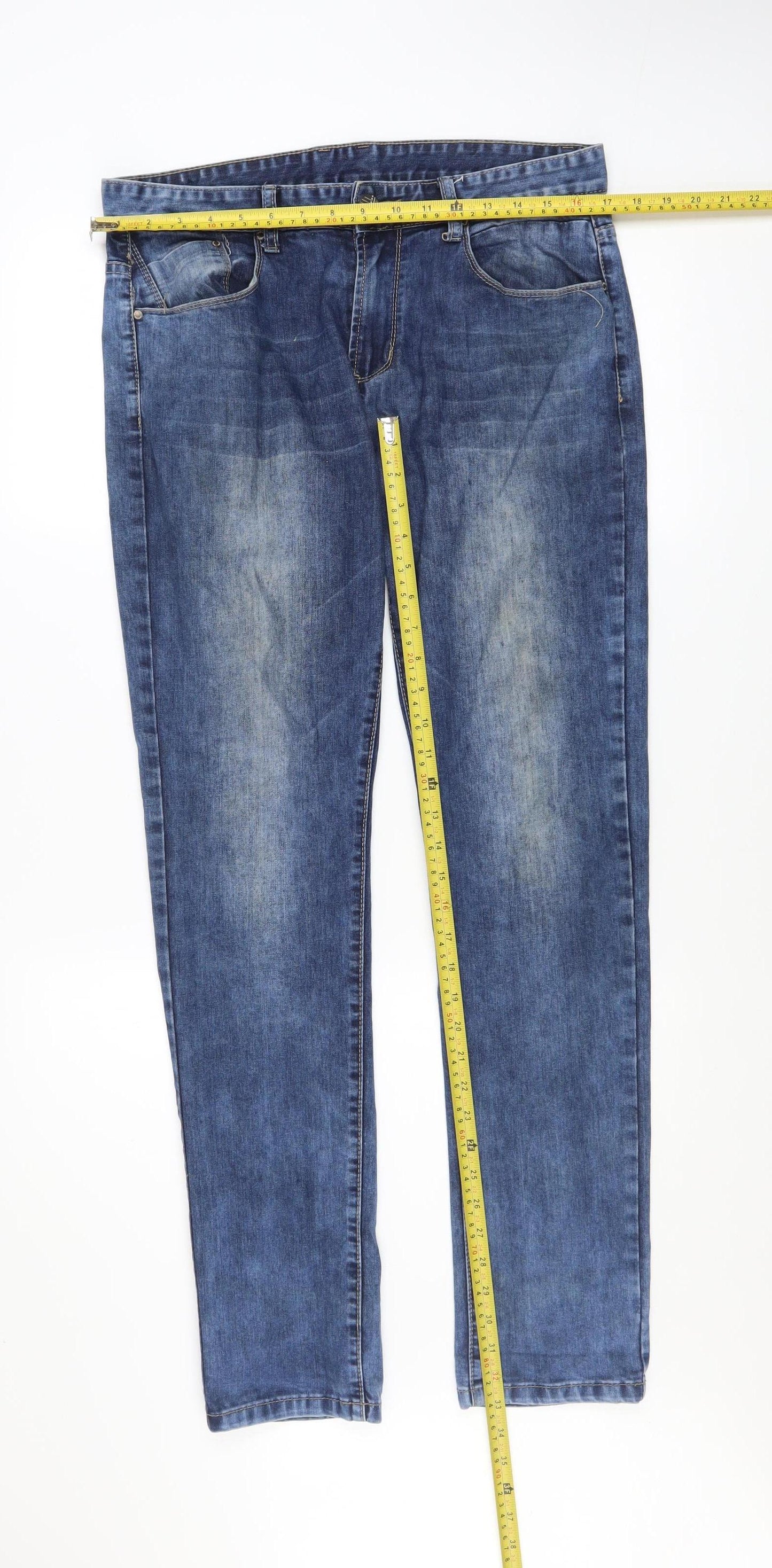 Virtu Jeans Men's Blue Regular Fit Straight Denim 34W 32L