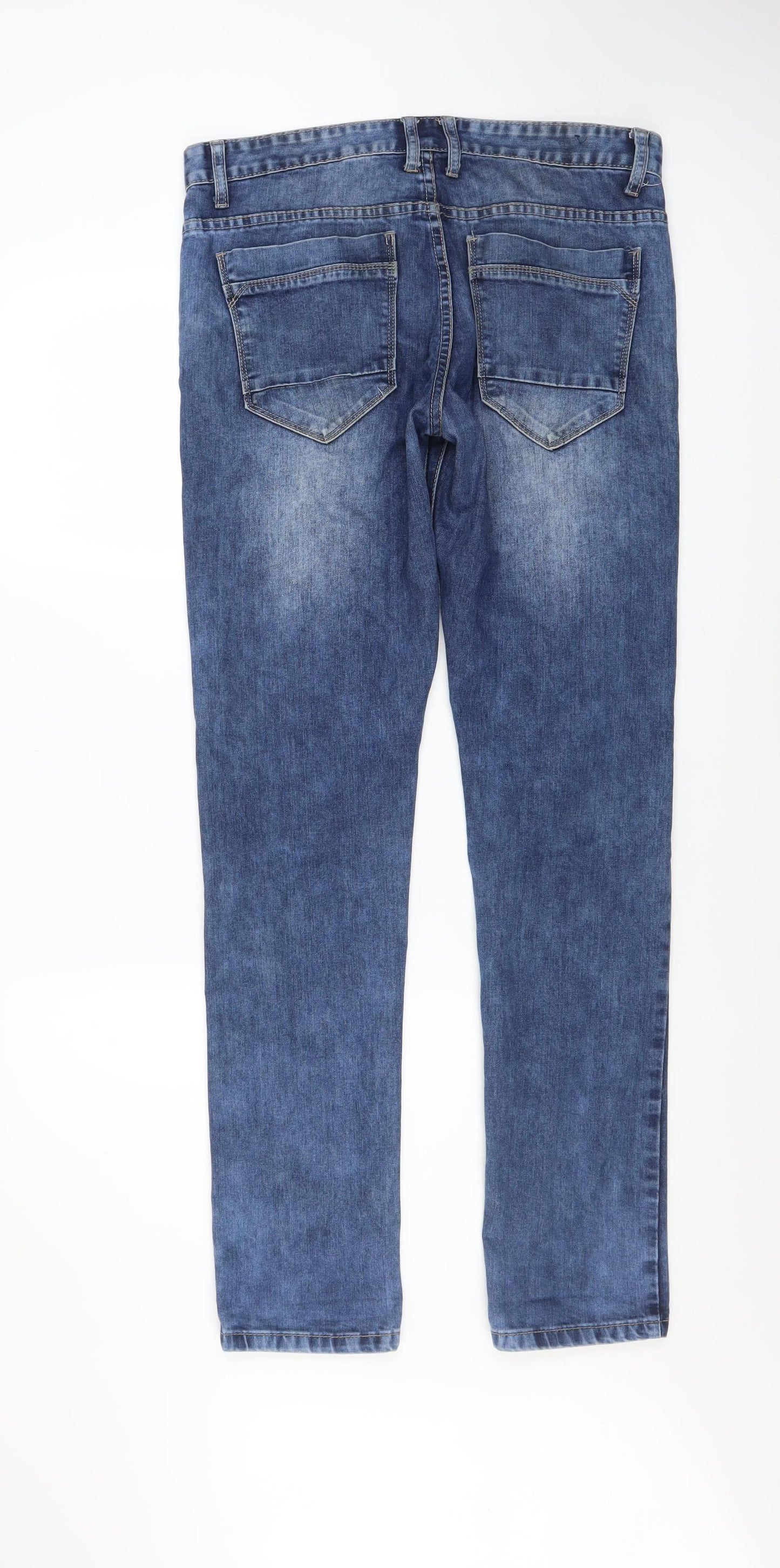 Virtu Jeans Men's Blue Regular Fit Straight Denim 34W 32L
