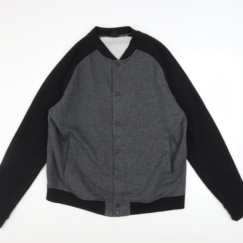 H&M Men’s Grey Black Varsity Jacket XL Cotton Blend Casual