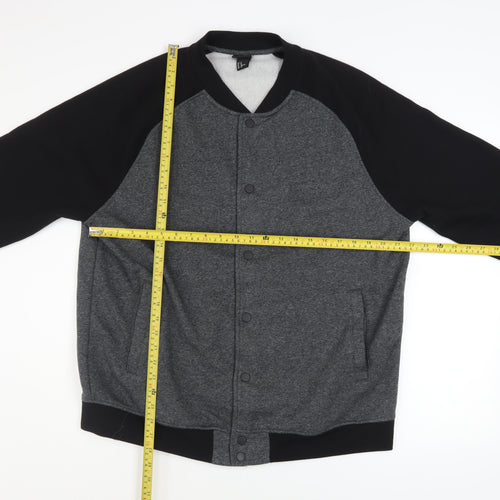H&M Men’s Grey Black Varsity Jacket XL Cotton Blend Casual