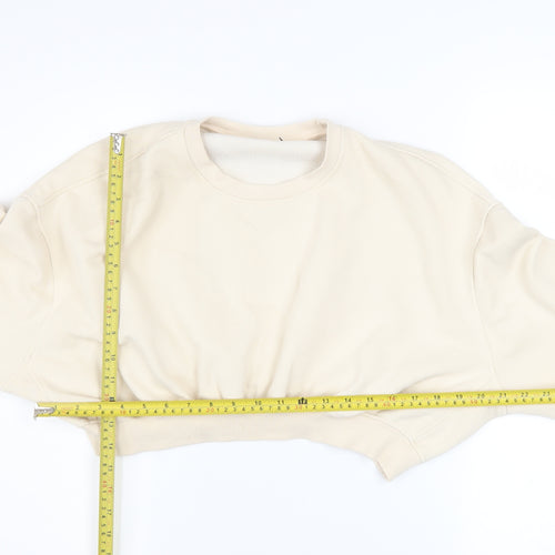 ZARA Women Beige Cropped Pullover Sweatshirt Size S