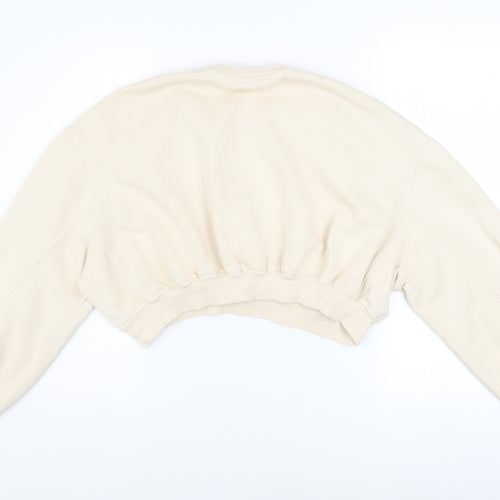ZARA Women Beige Cropped Pullover Sweatshirt Size S