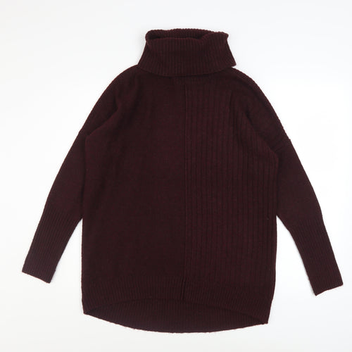 Miss Selfridge Women Brown Roll Neck Long Sleeve Knit Jumper Size 6