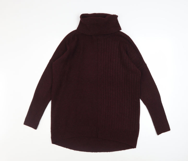 Miss Selfridge Women Brown Roll Neck Long Sleeve Knit Jumper Size 6