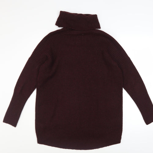 Miss Selfridge Women Brown Roll Neck Long Sleeve Knit Jumper Size 6