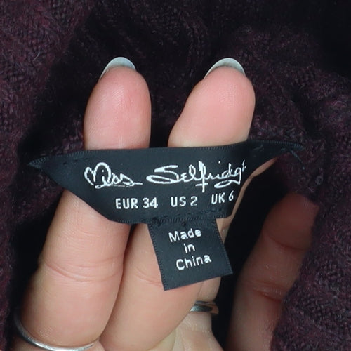 Miss Selfridge Women Brown Roll Neck Long Sleeve Knit Jumper Size 6