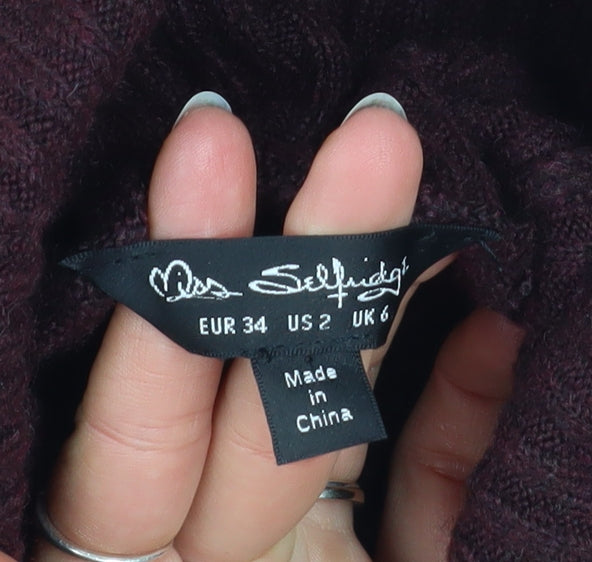 Miss Selfridge Women Brown Roll Neck Long Sleeve Knit Jumper Size 6