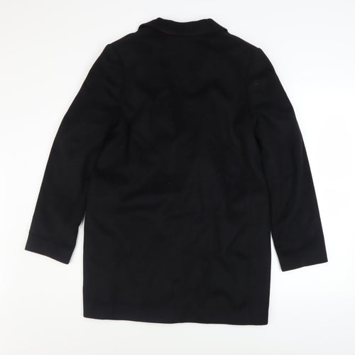 Jack Wills Womens Black Wool Blend Overcoat UK 8 Lined Single-Breasted