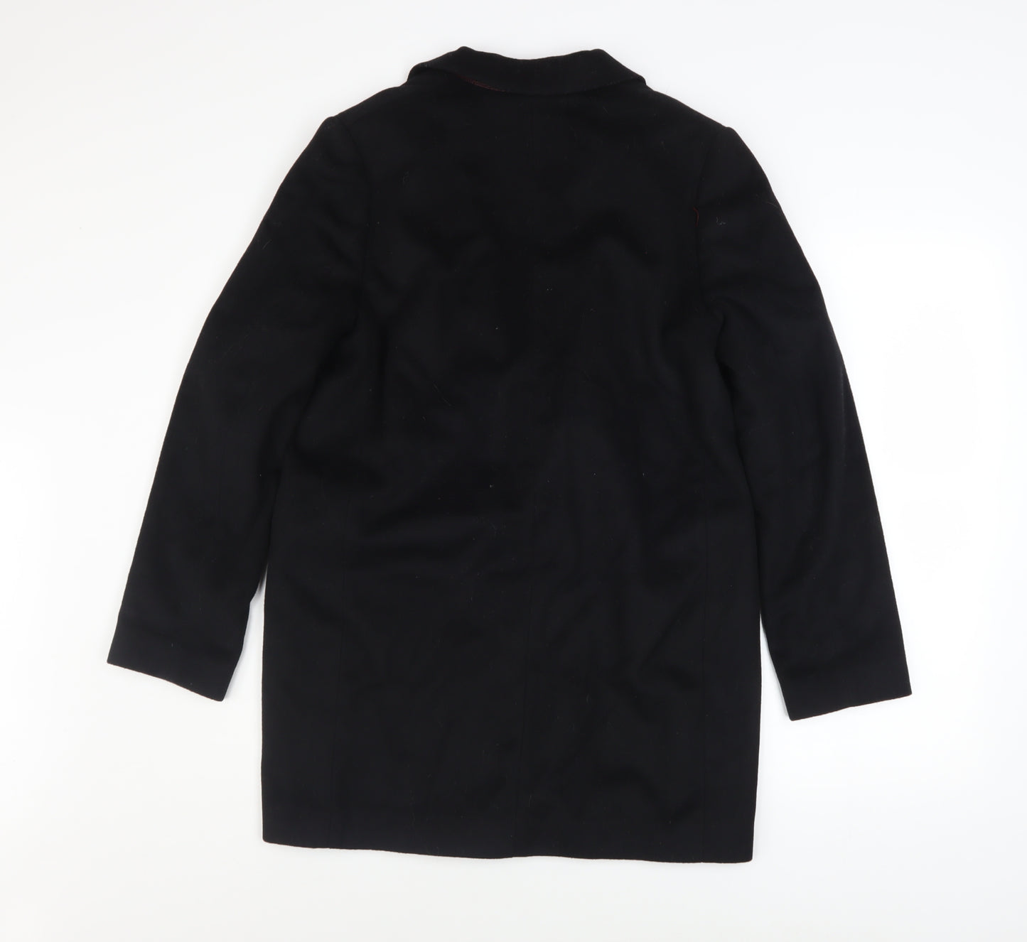 Jack Wills Womens Black Wool Blend Overcoat UK 8 Lined Single-Breasted