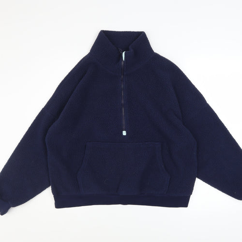 Dunnes Womens Navy 1/2 Zip Fleece Pullover Sweatshirt Size M