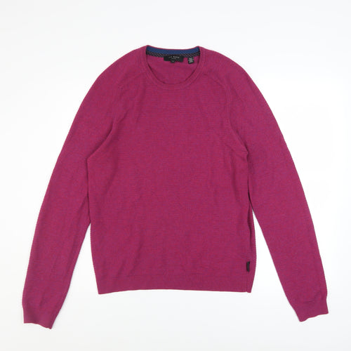 Ted Baker Men's Purple Wool Crew Neck Jumper Size M