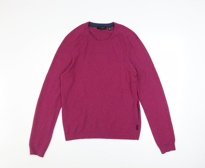 Ted Baker Men's Purple Wool Crew Neck Jumper Size M