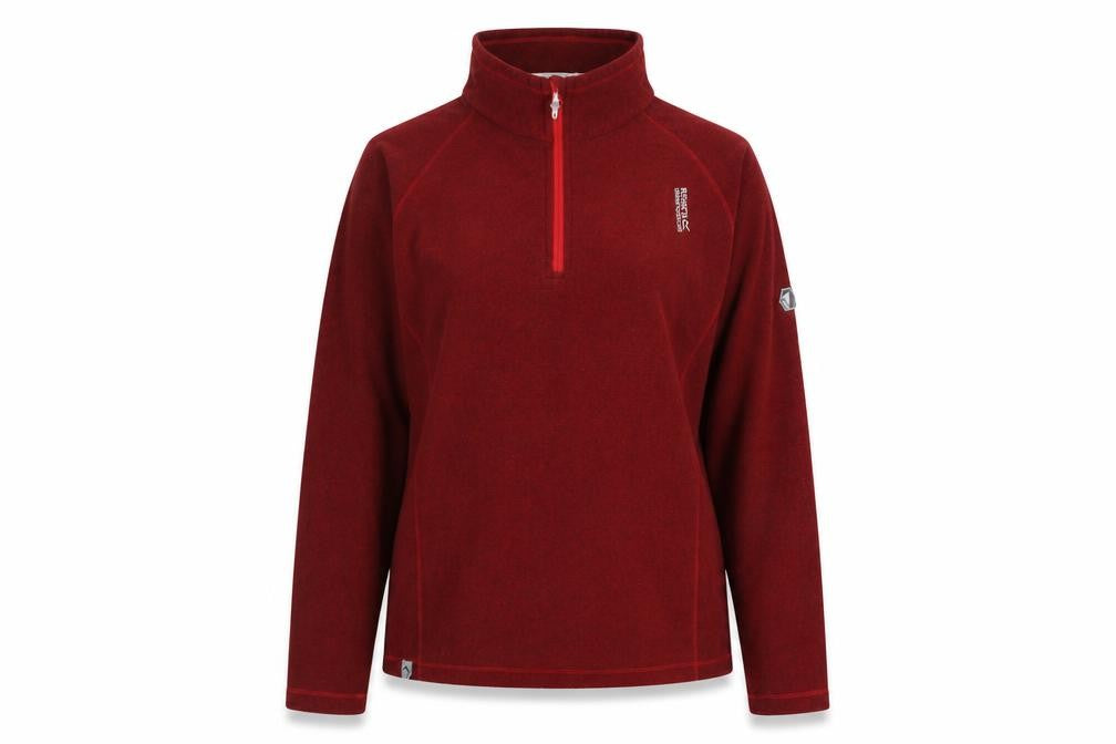 Front view of Regatta Great Outdoors Women's Red 1/4 Zip Fleece Pullover UK 16