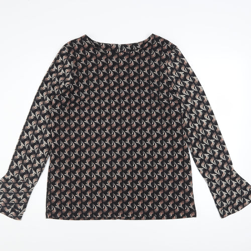 Next Women’s Black Geometric Tunic Blouse Size 12 Long Sleeve