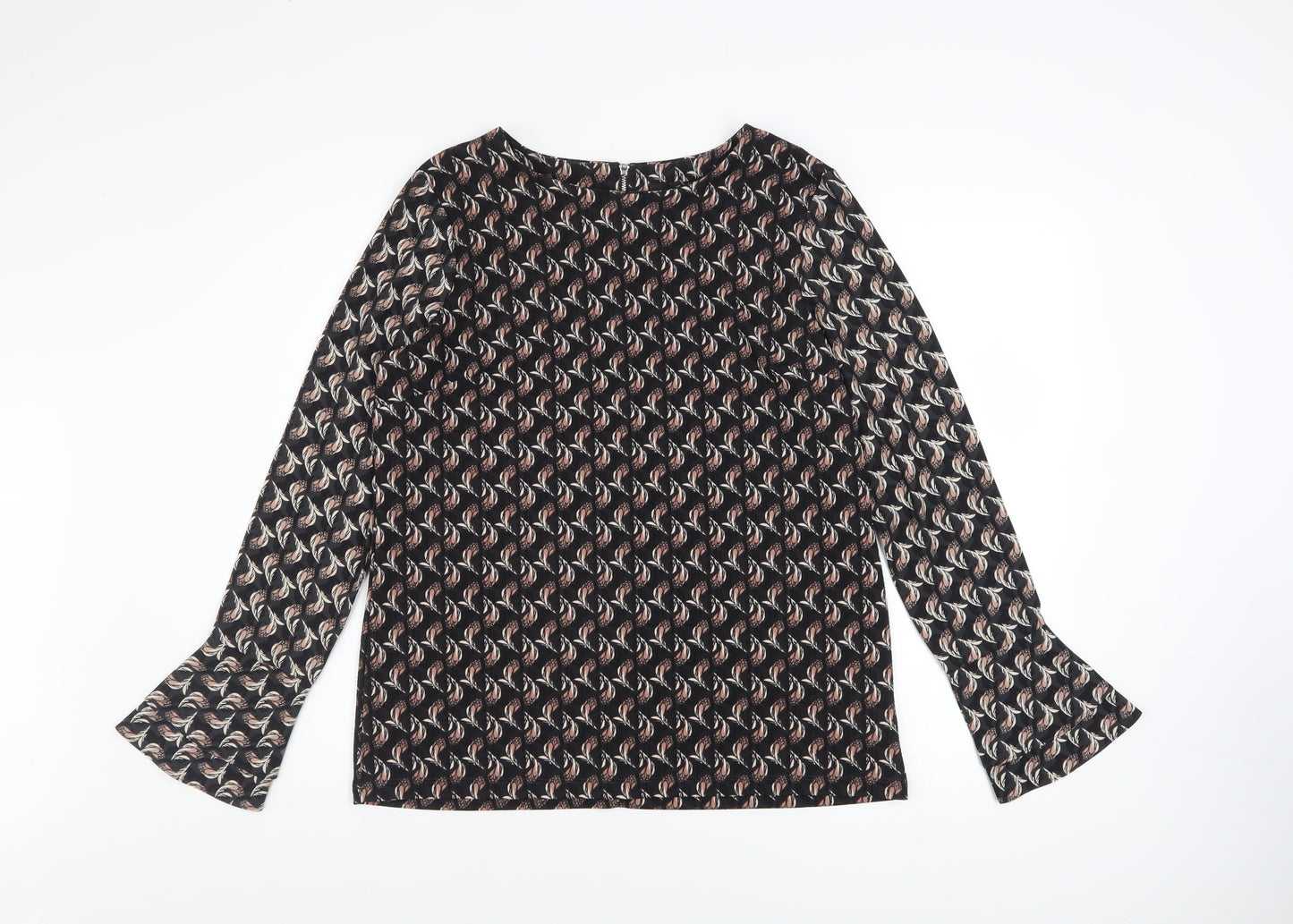 Next Women’s Black Geometric Tunic Blouse Size 12 Long Sleeve