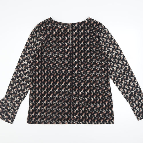 Next Women’s Black Geometric Tunic Blouse Size 12 Long Sleeve