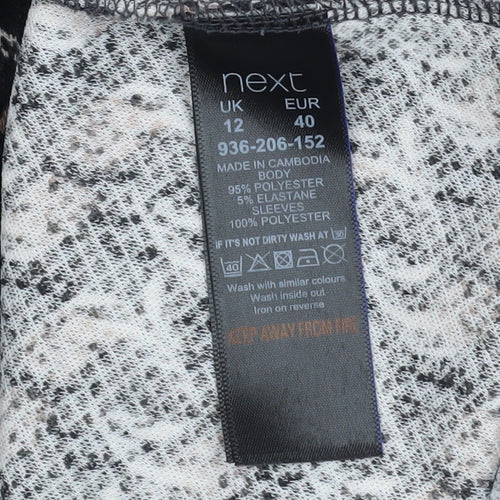 Next Women’s Black Geometric Tunic Blouse Size 12 Long Sleeve