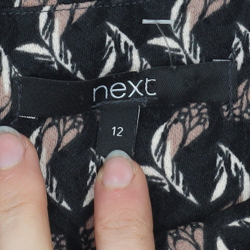 Next Women’s Black Geometric Tunic Blouse Size 12 Long Sleeve