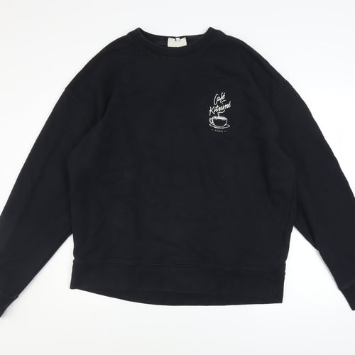 Café Kitsuné Men’s Black Cotton Pullover Sweatshirt Size L