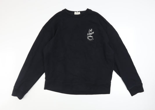 Café Kitsuné Men’s Black Cotton Pullover Sweatshirt Size L