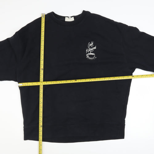 Café Kitsuné Men’s Black Cotton Pullover Sweatshirt Size L