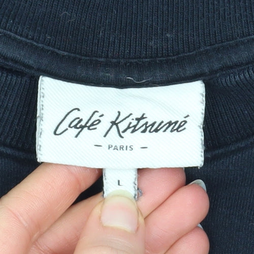 Café Kitsuné Men’s Black Cotton Pullover Sweatshirt Size L
