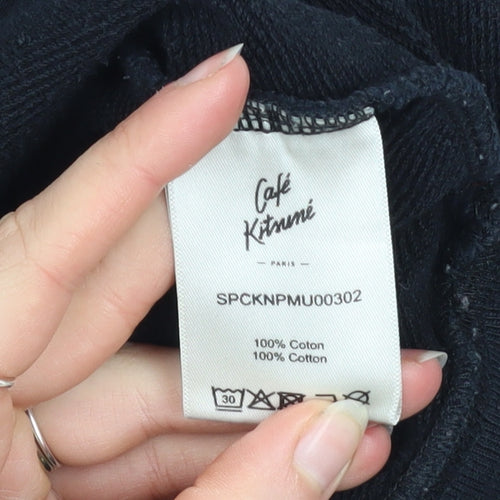 Café Kitsuné Men’s Black Cotton Pullover Sweatshirt Size L