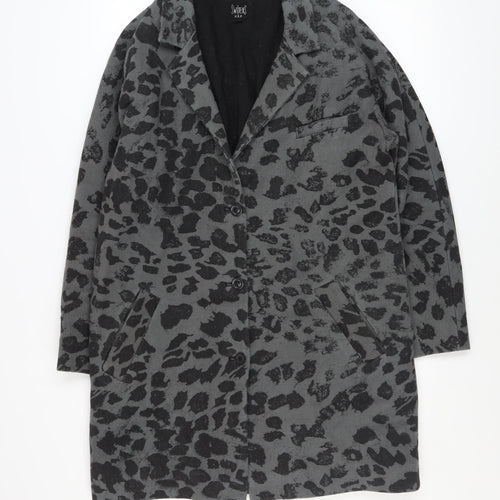 Swildens Women Grey Animal Print Cotton Single-Breasted Coat Size 12