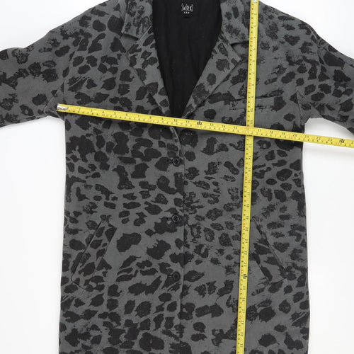 Swildens Women Grey Animal Print Cotton Single-Breasted Coat Size 12
