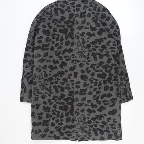 Swildens Women Grey Animal Print Cotton Single-Breasted Coat Size 12