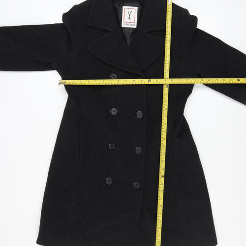 Vernissage Women’s Black Wool Pea Coat Size 8 Mid-Length Smart
