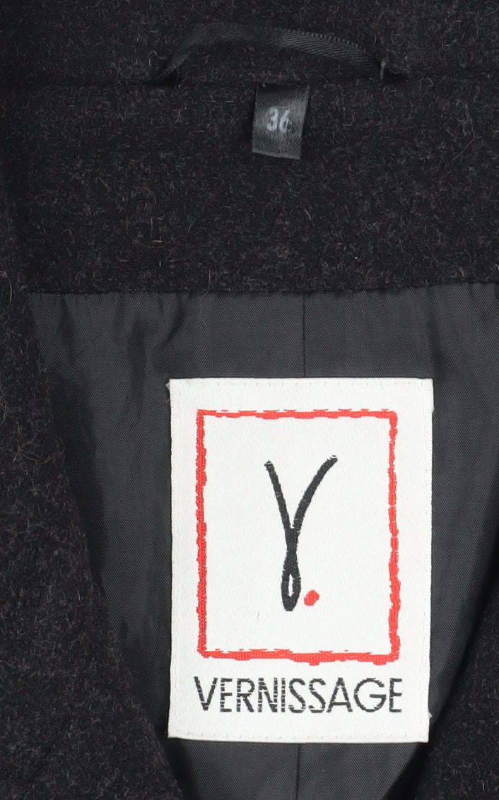 Vernissage Women’s Black Wool Pea Coat Size 8 Mid-Length Smart