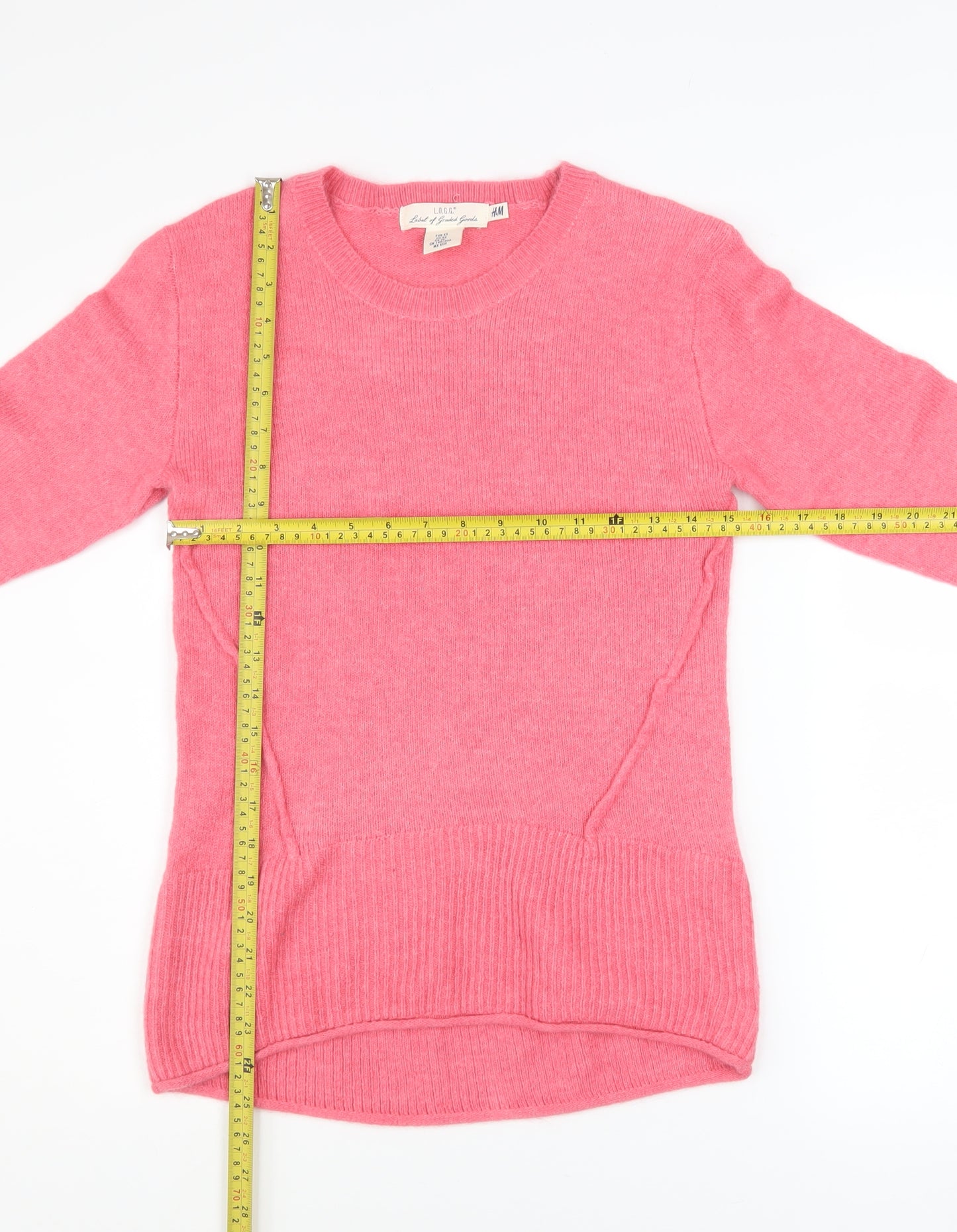 H&M L.O.G.G Women’s Pink Crew Neck Long Sleeve Knit Jumper XS