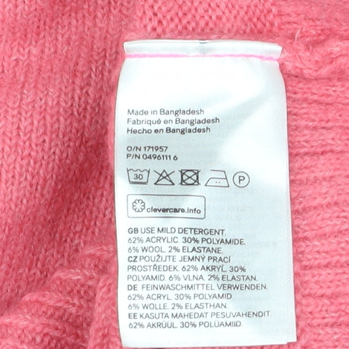 H&M L.O.G.G Women’s Pink Crew Neck Long Sleeve Knit Jumper XS