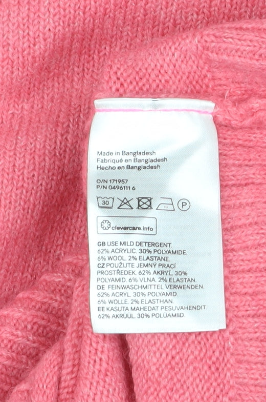 H&M L.O.G.G Women’s Pink Crew Neck Long Sleeve Knit Jumper XS