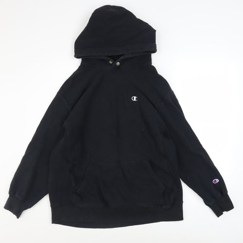 Champion Men's Black Pullover Hoodie Medium Embroidered Logo